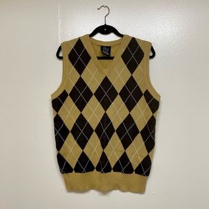 Yellow & Brown Argyle Sweater Vest